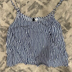 Blue and White Striped Women's Top